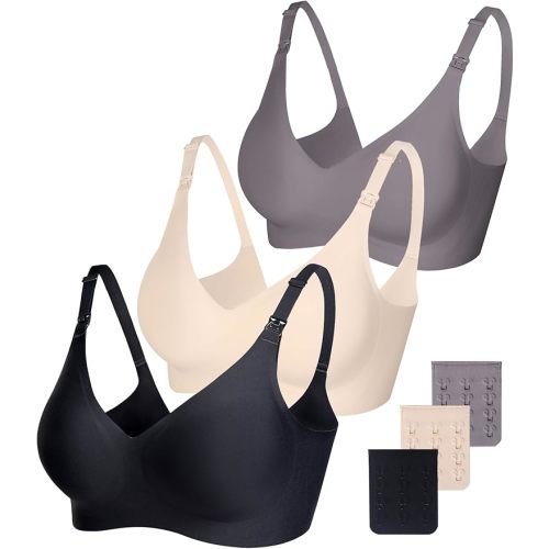 Vinfact Smooth Nursing Bras for Breastfeeding Seamless Maternity Bras for Pregnancy Wireless Bralette with Extra Bra Extender