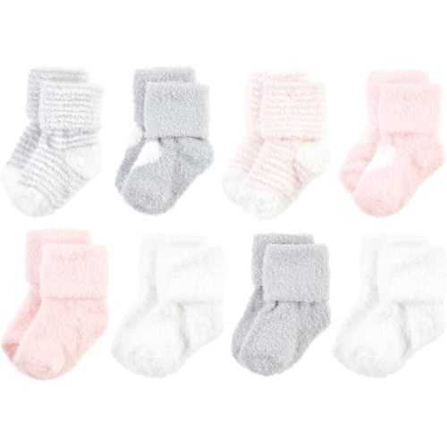 Hudson Baby Unisex Baby Cotton Rich Newborn and Terry Socks, Pink Heart, 0-6 Months