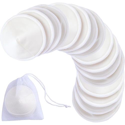 Ameda Organic Bamboo Nursing Pads (10 Pairs) SUPER-ABSORBENT | 3 Layers Protection Nipple Pads | with mesh laundry bag