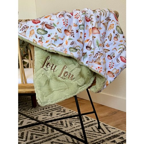 Personalized Blanket, Mushroom Minky Blanket, Newborn Girl or Newborn Boy, Baby Shower Gift, Cottagecore Nursery, Aesthetic Nursery