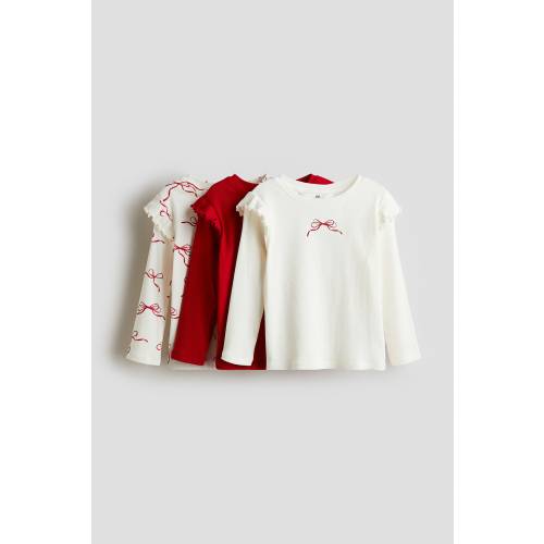 3-PACK RUFFLE-TRIMMED JERSEY TOPS