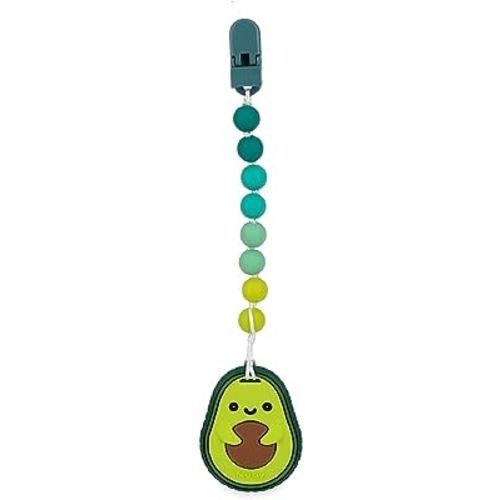 Nuby All Silicone Teether with Bonus Silicone Pacifinder with Clip - 3+ Months, 1pk (Avocado)