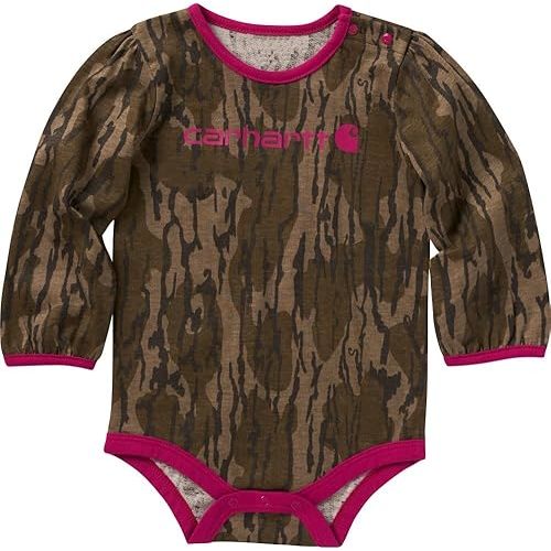Carhartt Kid's CA9908 Long-Sleeve Camo Bodysuit - Girls - 24 Months - Mossy Oak® Bottomland Camo