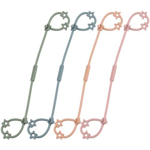 Toy Safety Straps, Adjustable Stretchable Sippy Cup Straps, Sippy Bottles or Pacifier to Stroller, Highchair, Car Seat, Hanging Basket (4Pack, Ether, Sage, Muted, Blush)