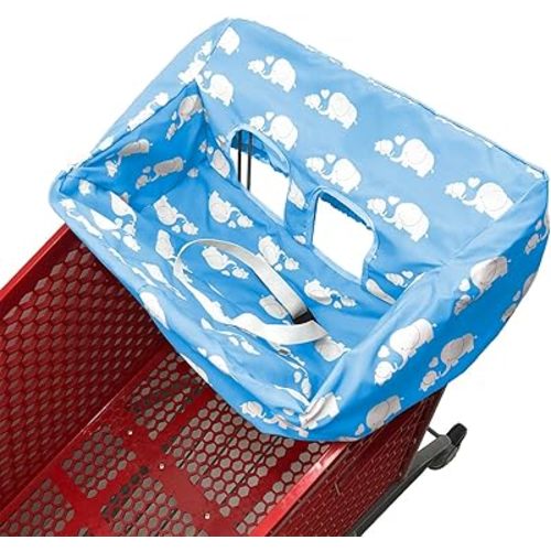 Portable Shopping Cart Cover | High Chair and Grocery Cart Covers for Babies, Kids, Infants & Toddlers ✮ Includes Free Carry Bag ✮ (Simple Blue Elephant)