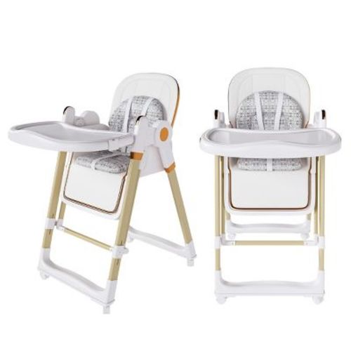 TopComfy Infant Seats Convertible Baby High Chair Baby to Rocker 5 Point Harness Silent Locking Wheels Removable for Kids, White, 22.44"*11.02"*23.23"