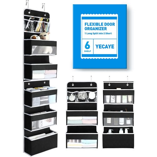Yecaye 6-Shelf over the Door Pocket Organizer Hanging Storage Versatile, Black
