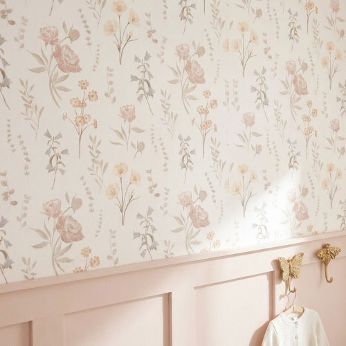 Crane Baby Violet Wildflower Nursery Wallpaper | Perigold