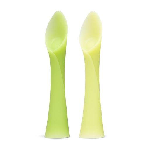 Olababy 100% Silicone Soft-Tip Training Spoon for Baby Led Weaning 2pack (Kiwi/Lemon)