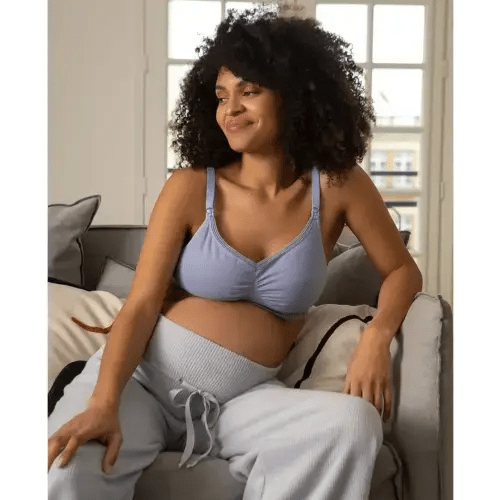 Maternity and nursing seamless bra Organic sky blue | Cache Coeur – Cache Cœur US