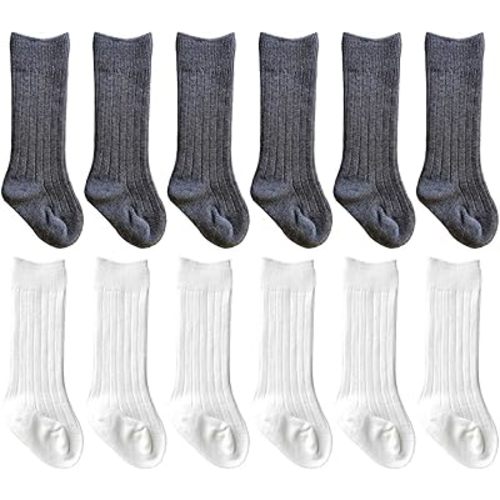 QandSweat Unisex-Baby Knee High Socks Seamless Toddler Boy Girls Cotton Uniform Stockings