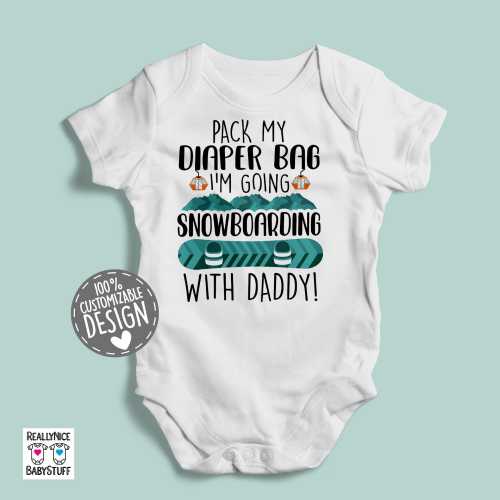Snowboarding Baby Bodysuit | Snowboarder Daddy Winter One Piece