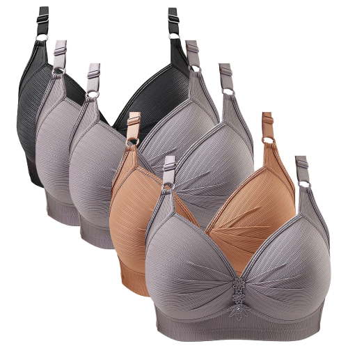 Nursing Bras For Breastfeeding, Thin Laceless Steel Ring Comfortable Breathability Underwear Large Size Brater Buckle Female Bra Deep V Neck Vest Bralette Wireless Seamless Bra