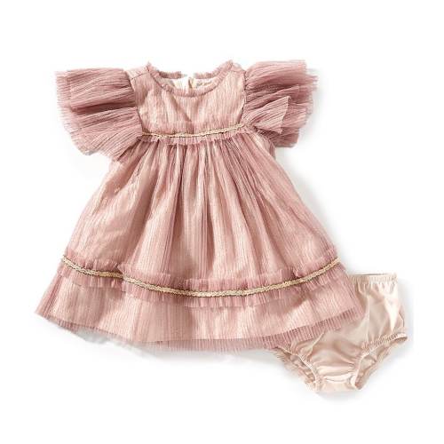 Pippa & Julie Baby Girls Remy Sheer-Flutter-Sleeve Sparkle Mesh Float Dress