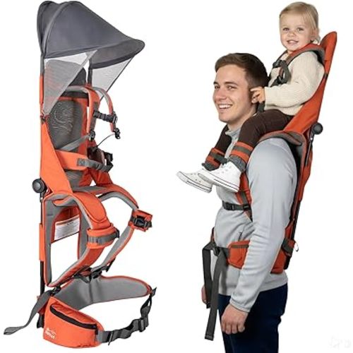 Hiking Backpack Carrier,Lightweight Toddler Shoulder Carrier with Sun Shade, Saddle Toddler Backpack for Kids 6 Months to 2 Years Old