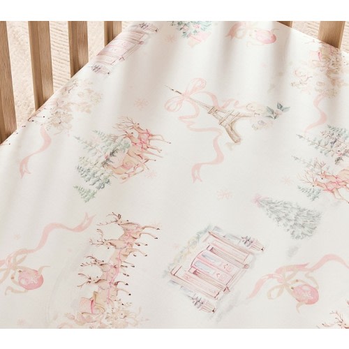 LoveShackFancy Christmas Dreams Organic Cotton Crib Fitted Sheet