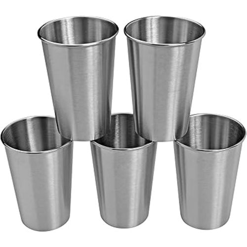 CAMBUY Stainless Steel Cups 18 oz Unbreakable and Reusable Drinking Cups Eco-Friendly Healthy Tumbler Set for Milk Juice and Water Dishwasher Safe (5Pcs)