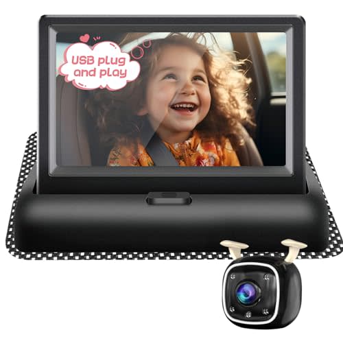 RVGoNow Baby Car Camera with 4.3'' Monitor, USB Powered Rear Facing Seat Camera, HD 1080P Night Vision, 150° Wide Angle, Easy Installation, Safe & Portable Baby Monitor