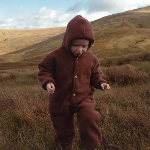 Mama Owl - Pipit Baby Suit - Merino Wool Fleece - Fig