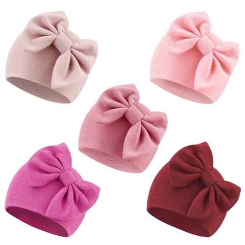 Newborn Baby Girl Hats with Bow Cotton Toddler Infant Beanie Cap Newborn Hospital Hats for Baby Girl Kid 0-24 Months