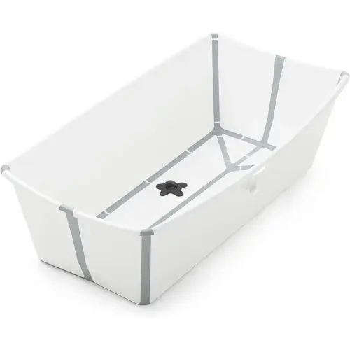 Stokke Flexi Bath X-Large, White - 31.5 x 15.7 x 9.4 in - Best for Infants & Toddlers - Lightweight, Foldable & Easy to Store - Convenient to Use at Home or Traveling
