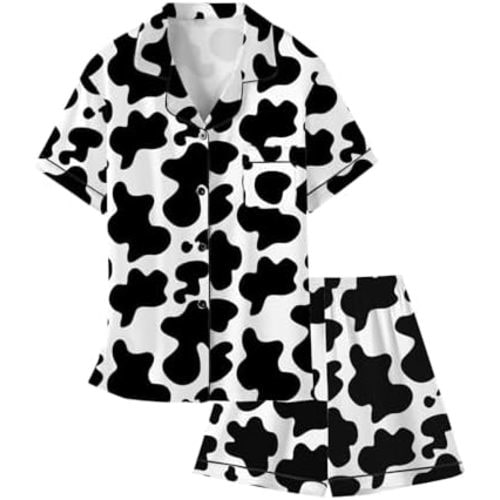 Girls & Womens Satin Pajamas Set, Silk Button-Down Sleepwear 2 Piece Nightwear, 3 Years - Women XXL