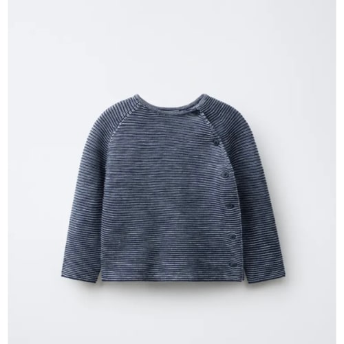 STRIPED WRAP KNIT JUMPER - Mid-blue | ZARA United States
