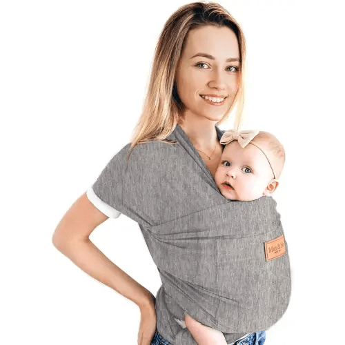 Baby Wrap Carrier - Premium Cotton Baby Carrier Wrap for Newborn to Toddler- Infant Carrier- Baby Holder One Size Fits All with Front Pocket (Grey) by Max&so