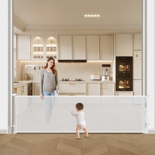 197 Inch Extra Wide Retractable Baby Gate,mesh Large Baby Gate Or Mesh Pet Dog Gate, Opening Wide Extra Long Child Safety Gate For Indoor, Outdoor, Stairs, Deck(33"x197") | Wayfair