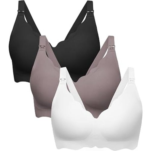 Angelhood Nursing Bras for Breastfeeding 3 Pack Seamless Maternity Bra