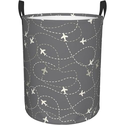 Airplane Routes Around The World Waterproof Foldable Laundry Hamper,Dirty Clothes Laundry Basket,Storage Organizer For Toy Collection- Medium