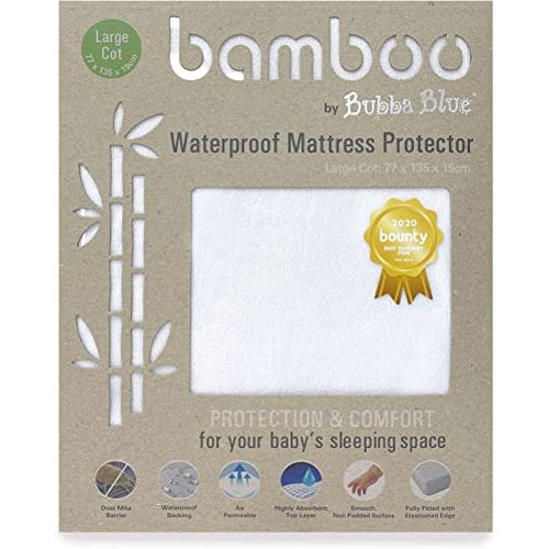 Bubba Blue Bamboo Mattress Large Cot Protector, White