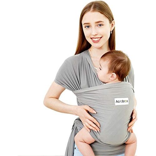 Acrabros Baby Wrap Carrier,Hands Free Baby Carrier Sling,Lightweight,Breathable,Softness,Perfect for Newborn Infants and Babies Shower Gift,Grey