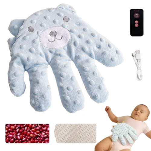 Automatic Sleep Soother Palm, Kids patter for sleep, Soothing Palm Hand, Startle Prevention Pillow Red Bean Filling with Remote Control