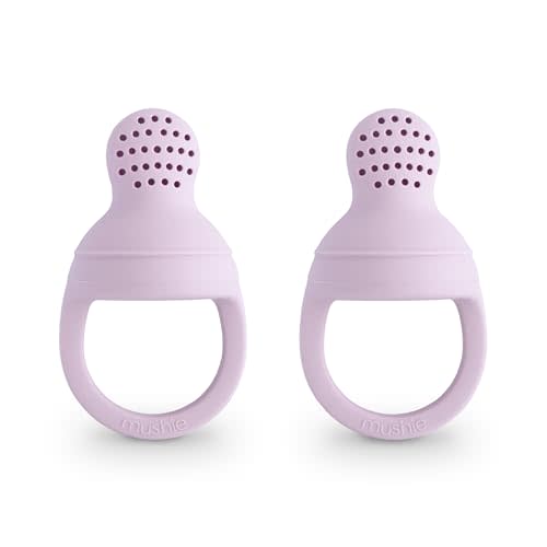 mushie Silicone Baby Fresh Fruit & Food Feeder Pacifier | 6 Months+ (Soft Lilac)