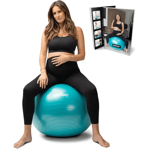 BABYGO Birthing Ball - Pregnancy Yoga Labor & Exercise Ball & Book Set Trimester Targeting, Maternity Physio, Birth & Recovery Plan Included Anti Burst Eco Friendly