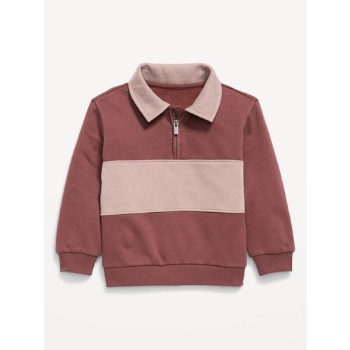 Oversized Unisex Collared Quarter-Zip Sweatshirt for Toddler