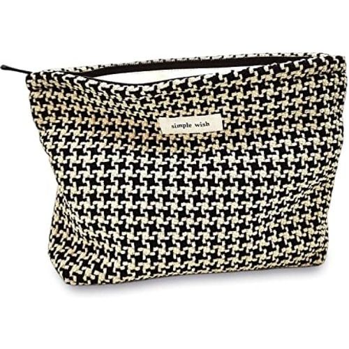STARDW Parallel Checkered Makeup Bag Cute Cosmetic Bags for Women Girls, Travel Toiletry Bag Large Capacity Zipper Makeup Pouch, Purse Organizer Pouches(Checkered)