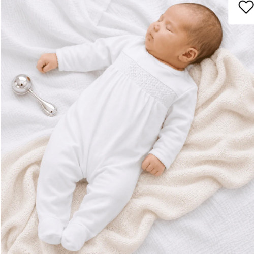 Unisex Baby White Hand Smocked Footie - Peruvian Pima Cotton – Magnolia Baby