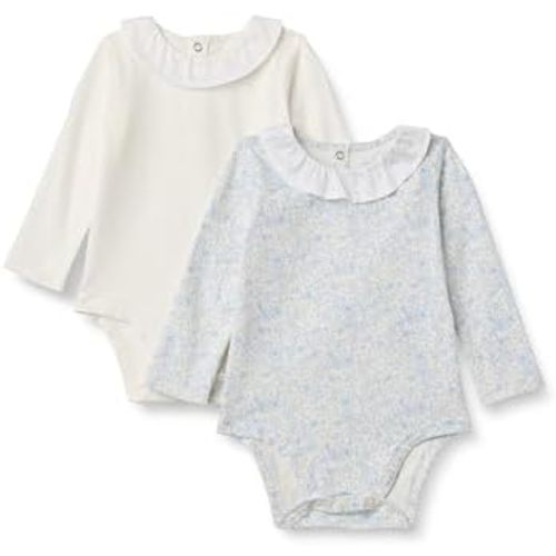 Amazon Essentials x Sofia Grainge Unisex Babies' Long Sleeve Cotton Ruffle Collar Bodysuit, Snap Closure, Breathable