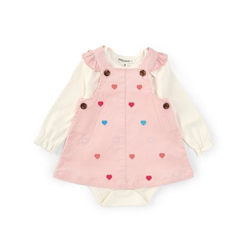 Adventurewear 360 Baby Girls Hearts Embroidered Corduroy Dress Set