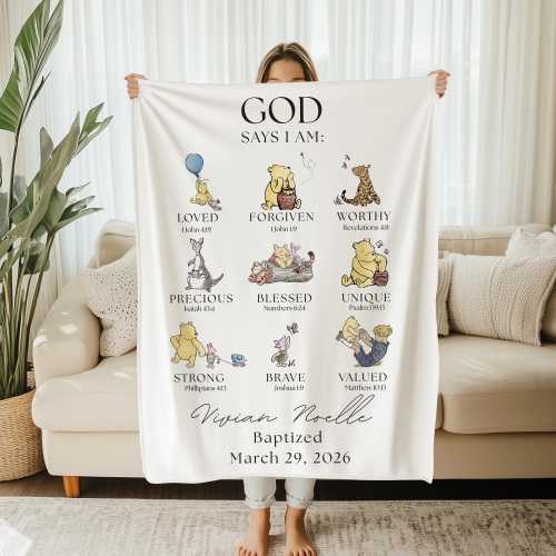 Baptism Baby Blanket Christian Baptism Gift Custom Baby Name Woven Blanket Baptism Keepsake Baby Christening Gift Godchild Gift