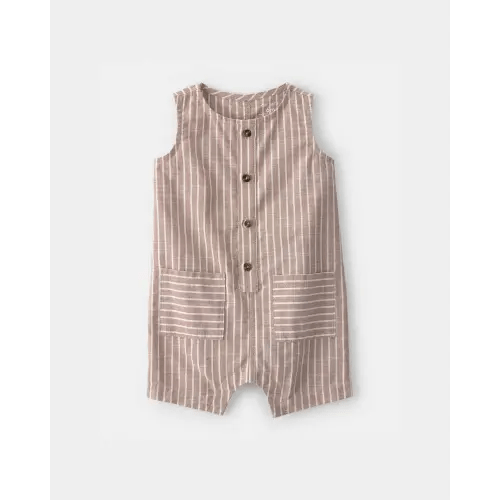 Baby Boy Striped Sleeveless Romper - Brown/White | Carter's