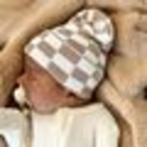 2-Pack Baby's First Hat®, Tan/Baby Blue & Warm White Checkerboard