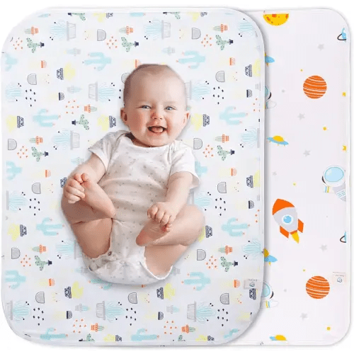 Baby Changing Pad Changing Table Pads Waterproof Large Size 37.5x27.5 Inch Portable Diaper Changing mat Liners Reusable Washable Mattress Protector for Girls & Boys 2 Pack