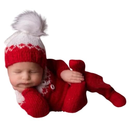 Vomdrok Newborn Photography Props Outfits Christmas Hat Leggings Infant Baby Boy Girl Photoshoot Costume