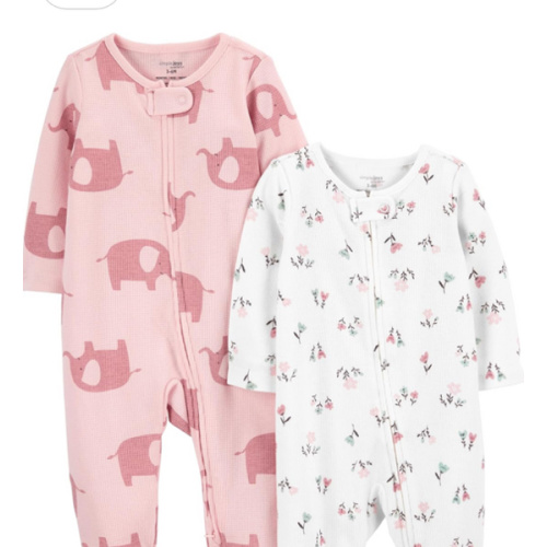 Simple Joys by Carter's Baby Girls' 2-way Zip Thermal Footed Sleep and Play, Pack of 2