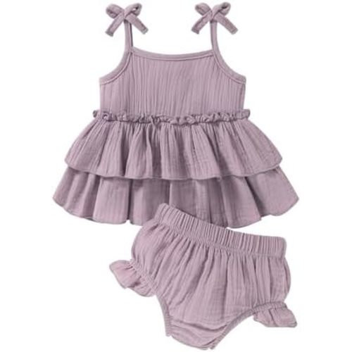 Happy Town Baby Girl Clothes Summer Infant Outfits Sleeveless Tank Tops Newborn Shorts Set Bloomers Toddler Shirt