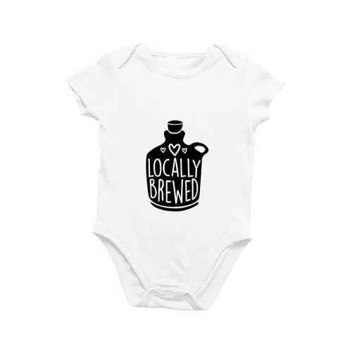 Printique Organic GOTS Certified Baby Onesie Unisex Bodysuit 0-18 months - Locally Brewed | Funny Quote Sarcastic Gift (Locally Brewed, 3-6 Months)