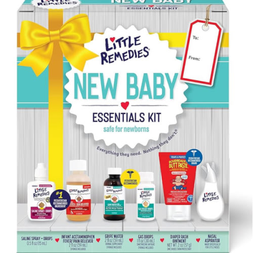 Little Remedies, New Baby Essentials Kit, 6 Newborn Essentials, Saline Nasal Spray, Gas Relief Drops, Gripe Water, Fever Reliever, & Diaper Ointment